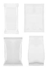 collection of  various white bag package template on white background. each one is shot separately